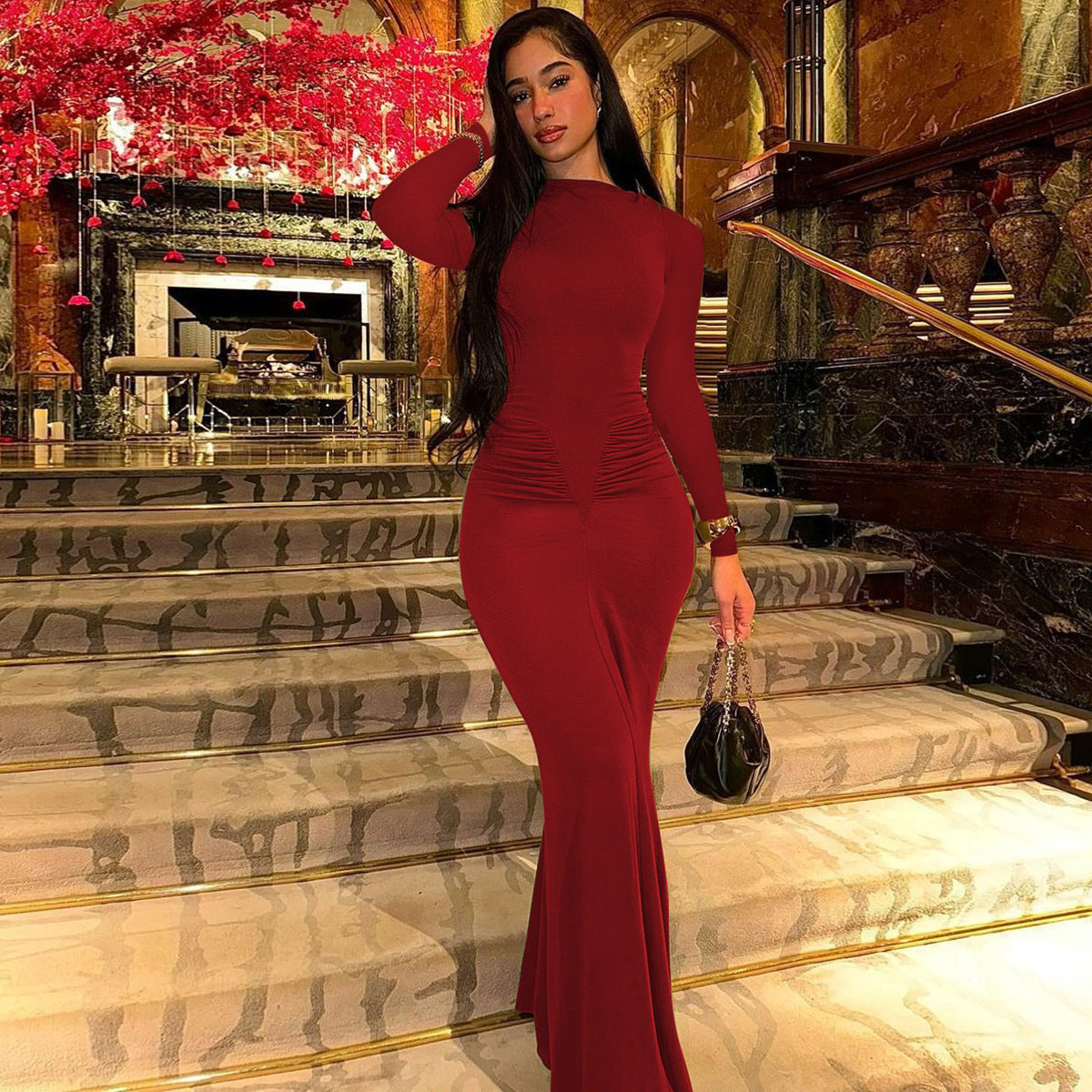 Long Sleeve Bodycon Dress - Elegant Evening Formal Dress | MTS-Glamour"