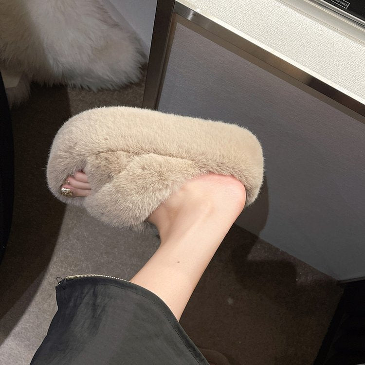 SLIPPERS FOR WOMEN TO WEAR OUTSIDE HIGH HEELS WEAR COTTON SHOES