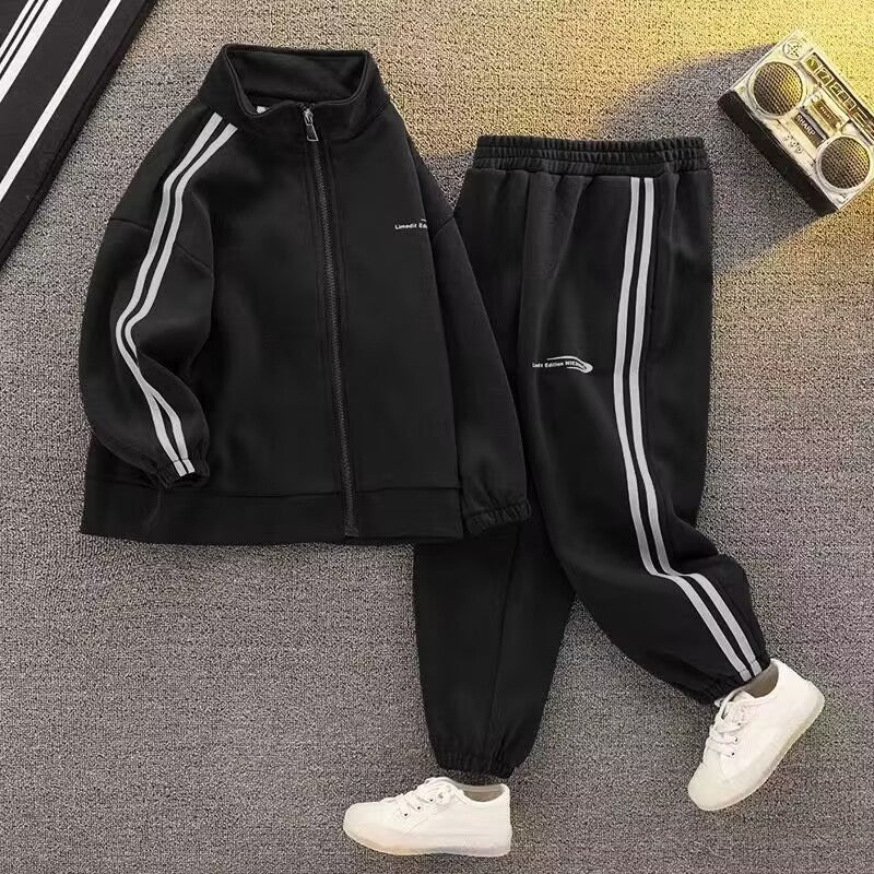 SHANE Boys Navy Blue Sweatsuit Set - Korean Style Kids Tracksuit