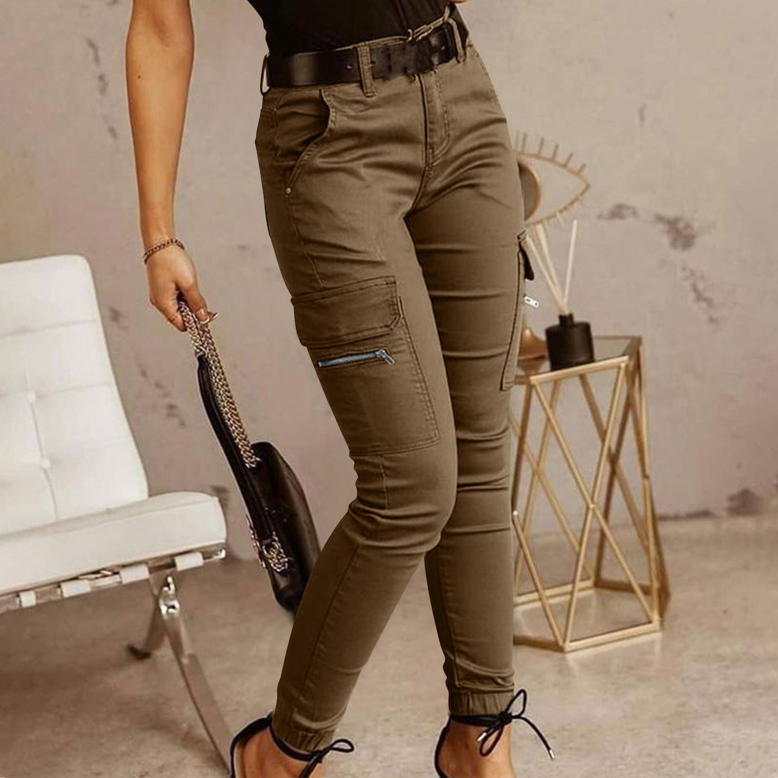 Women's  mid-rise slim cargo pants