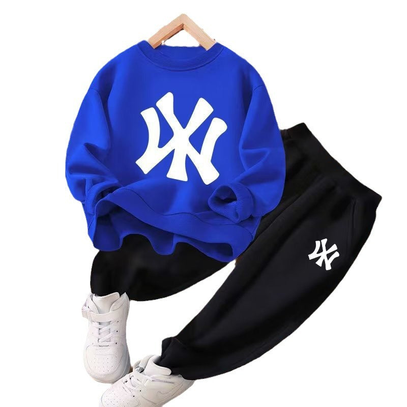 Kids NY Yankees Tracksuit Set - Blue Sweatshirt & Black Pants