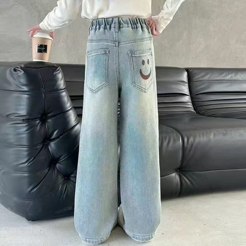 Jeans autumn new style for middle-aged and large children, girls are casual