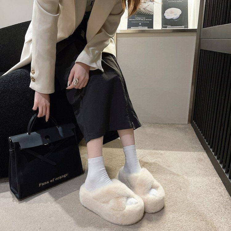 SLIPPERS FOR WOMEN TO WEAR OUTSIDE HIGH HEELS WEAR COTTON SHOES