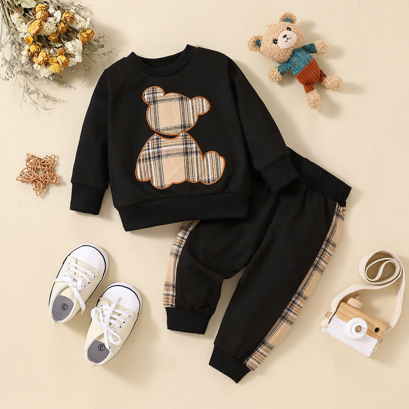 Plaid Bear Toddler Outfit Set – Cozy, Stylish, and Playful