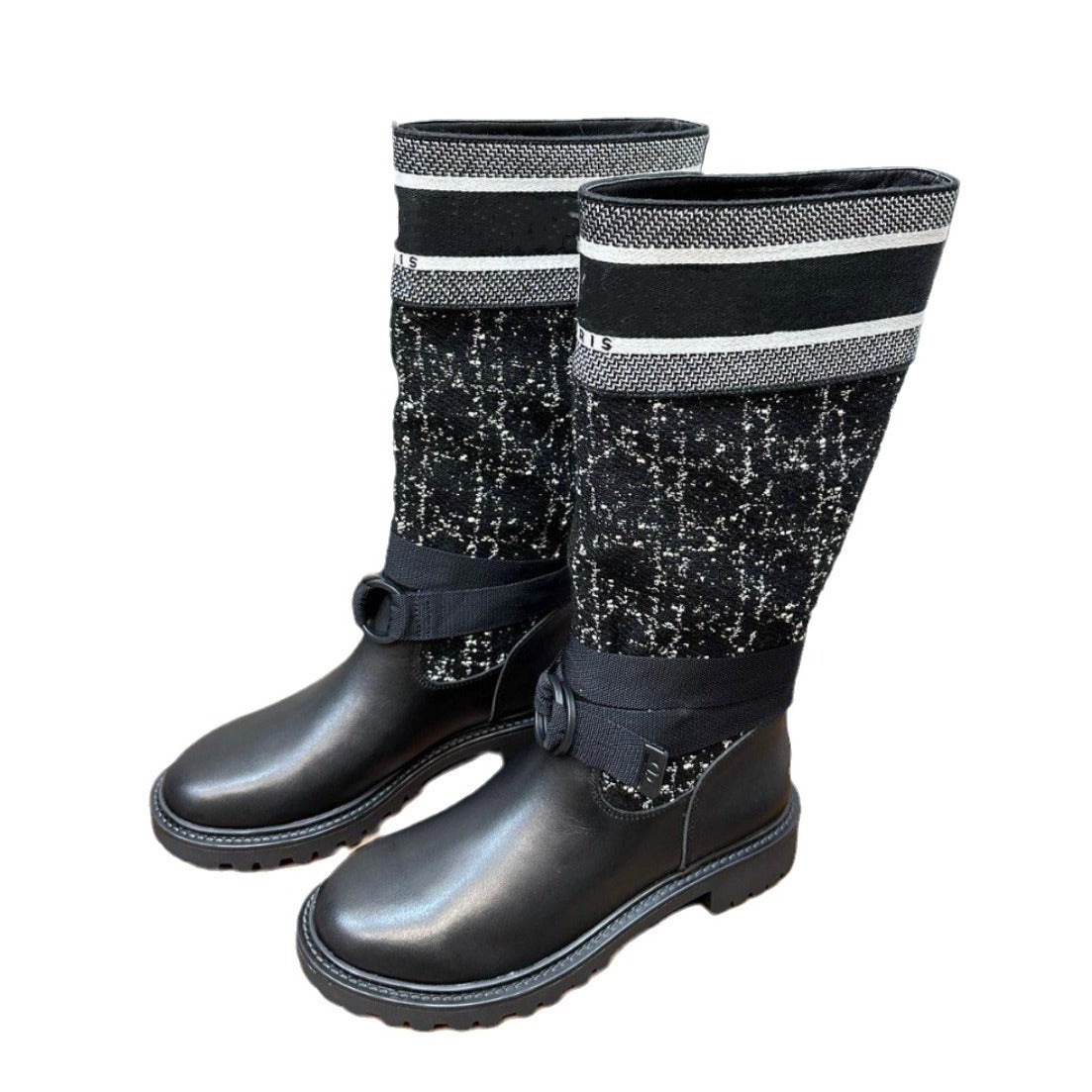 Embroidered Boots Women's Block Heel Rider Boots Slip Sleeve Chelsea