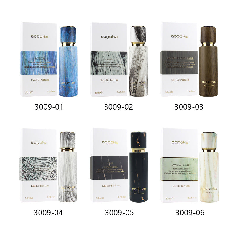 Aopoka Refillable Perfume Atomizer | 30ml Travel Spray Bottle in Marble & Wood Design