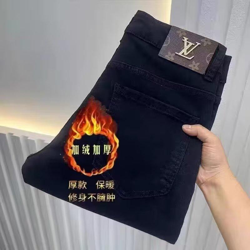 Trendy brand slim straight-leg warm thickened autumn and winter men's high-waisted