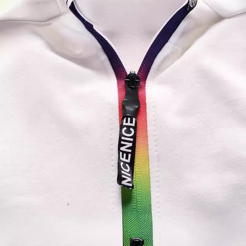 trendy spring and autumn sports model 1-4 year old baby rainbow zipper long sleeve long pants children's two-piece set