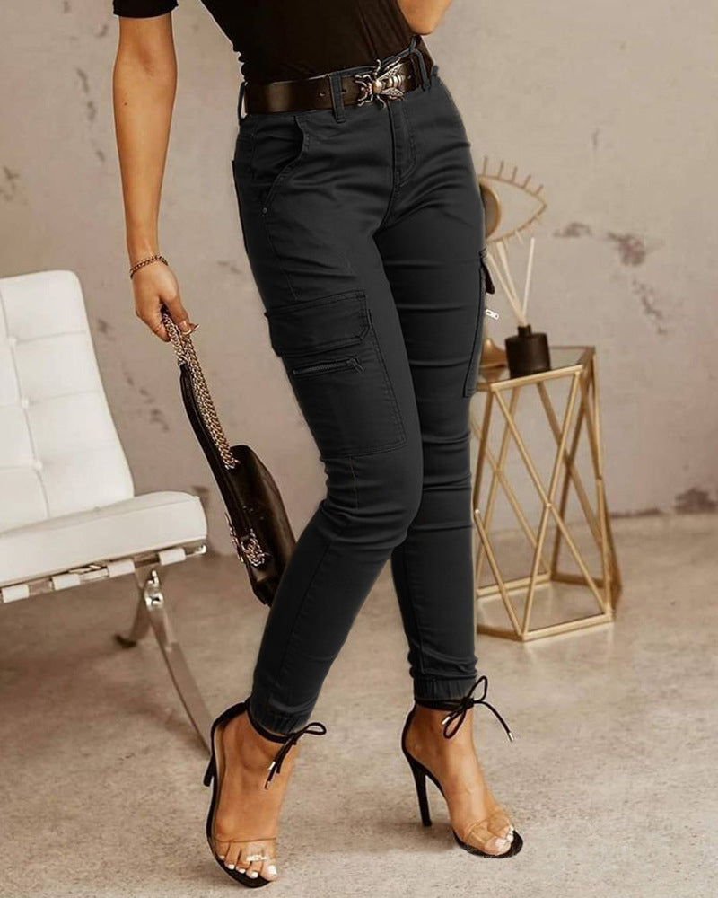 Women's  mid-rise slim cargo pants
