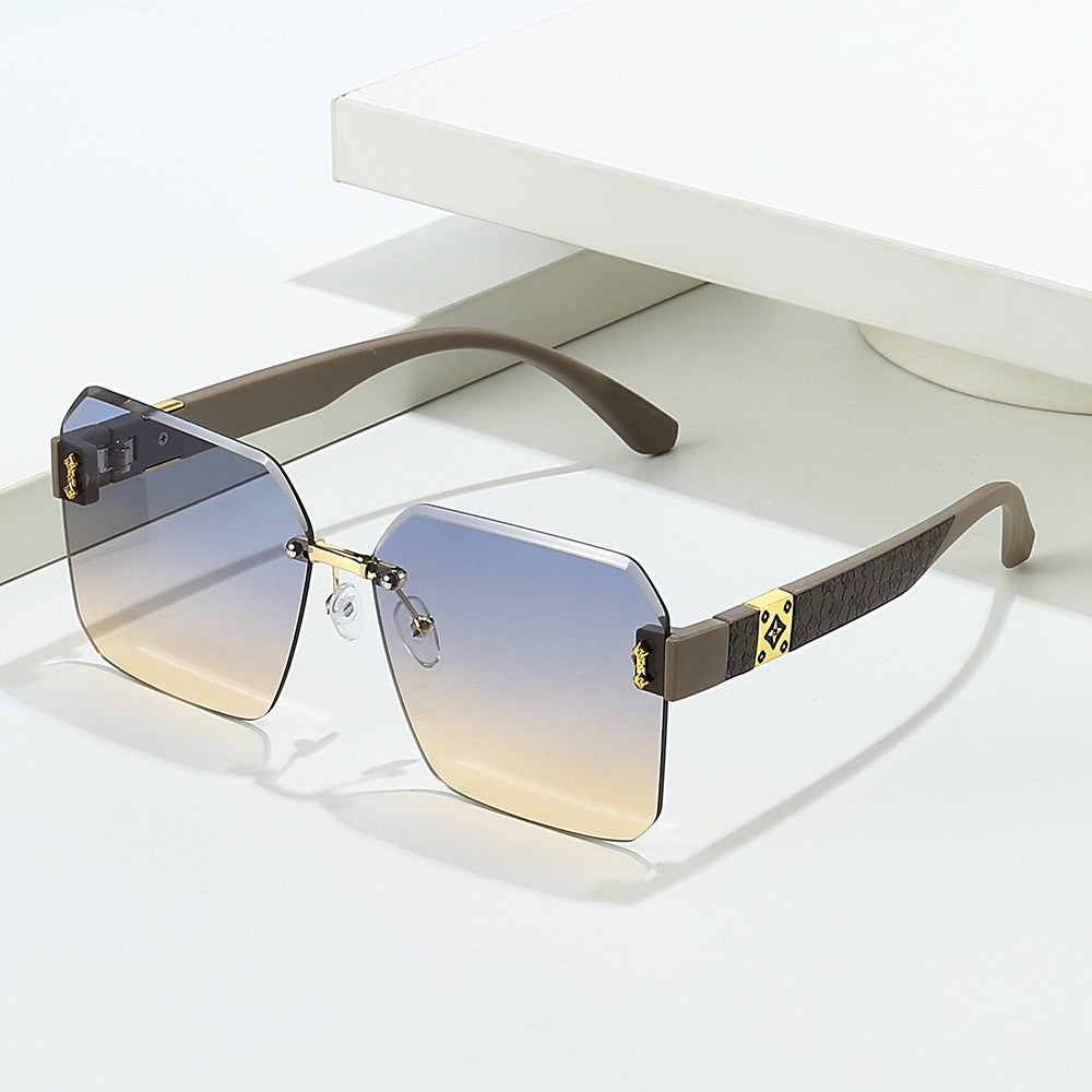 frameless cut edge women's sunglasses retro high version anti-ultraviolet sunglasses