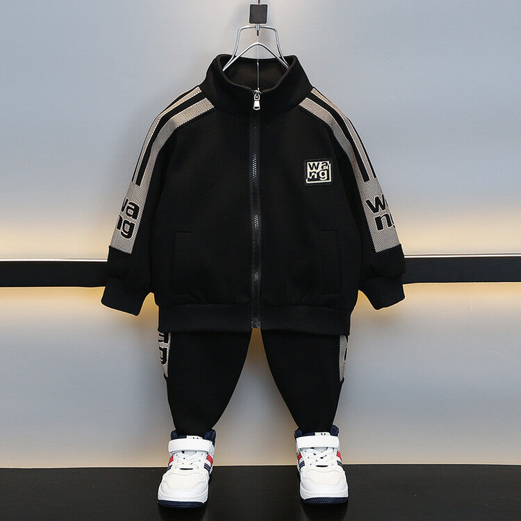 Green Boys Athletic Tracksuit Set - Zip Jacket & Pants