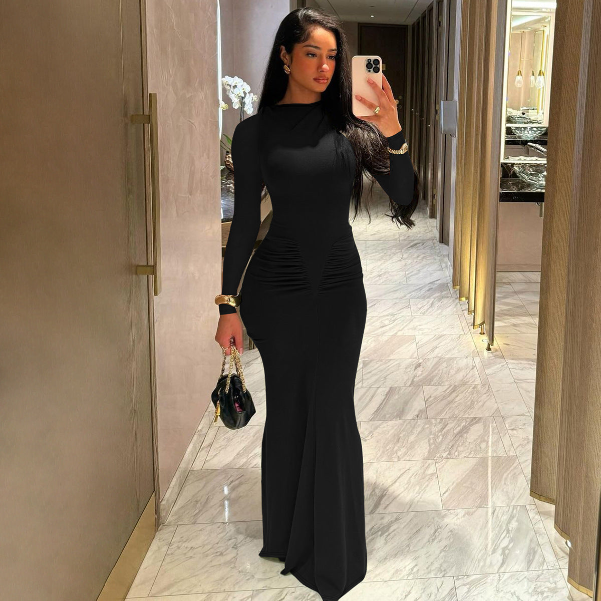 Long Sleeve Bodycon Dress - Elegant Evening Formal Dress | MTS-Glamour"
