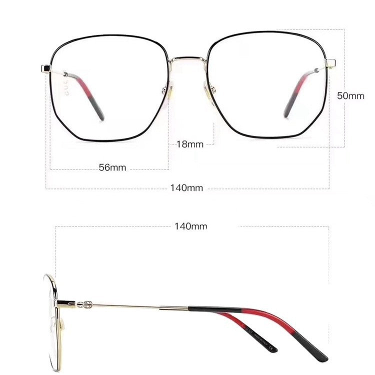 Glasses frame men's and women's multi-sided square flat lens