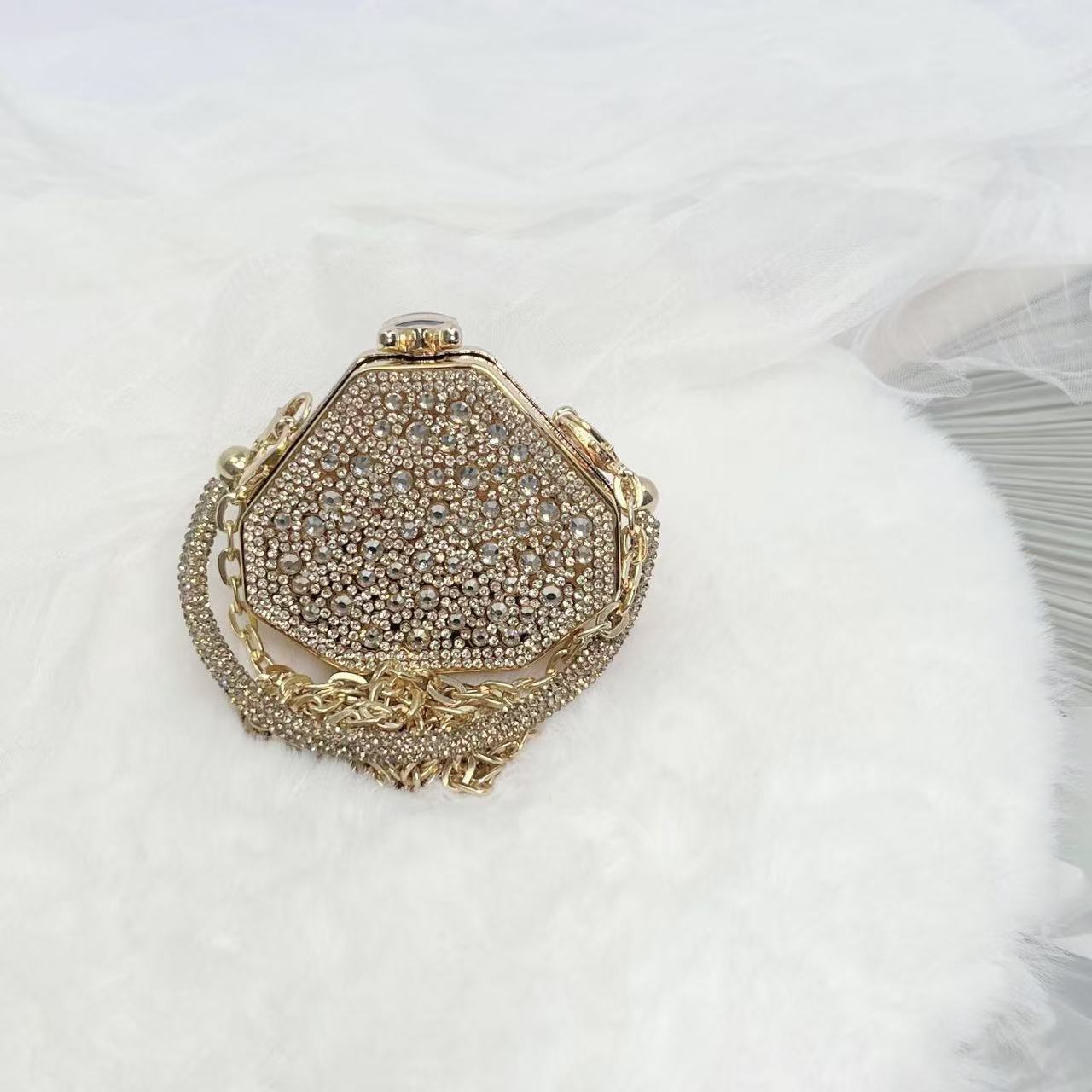 Cross-border 2025 New Acrylic Catwalk Handbag Full Diamond Dress Bag Women's Chain Dinner Bag