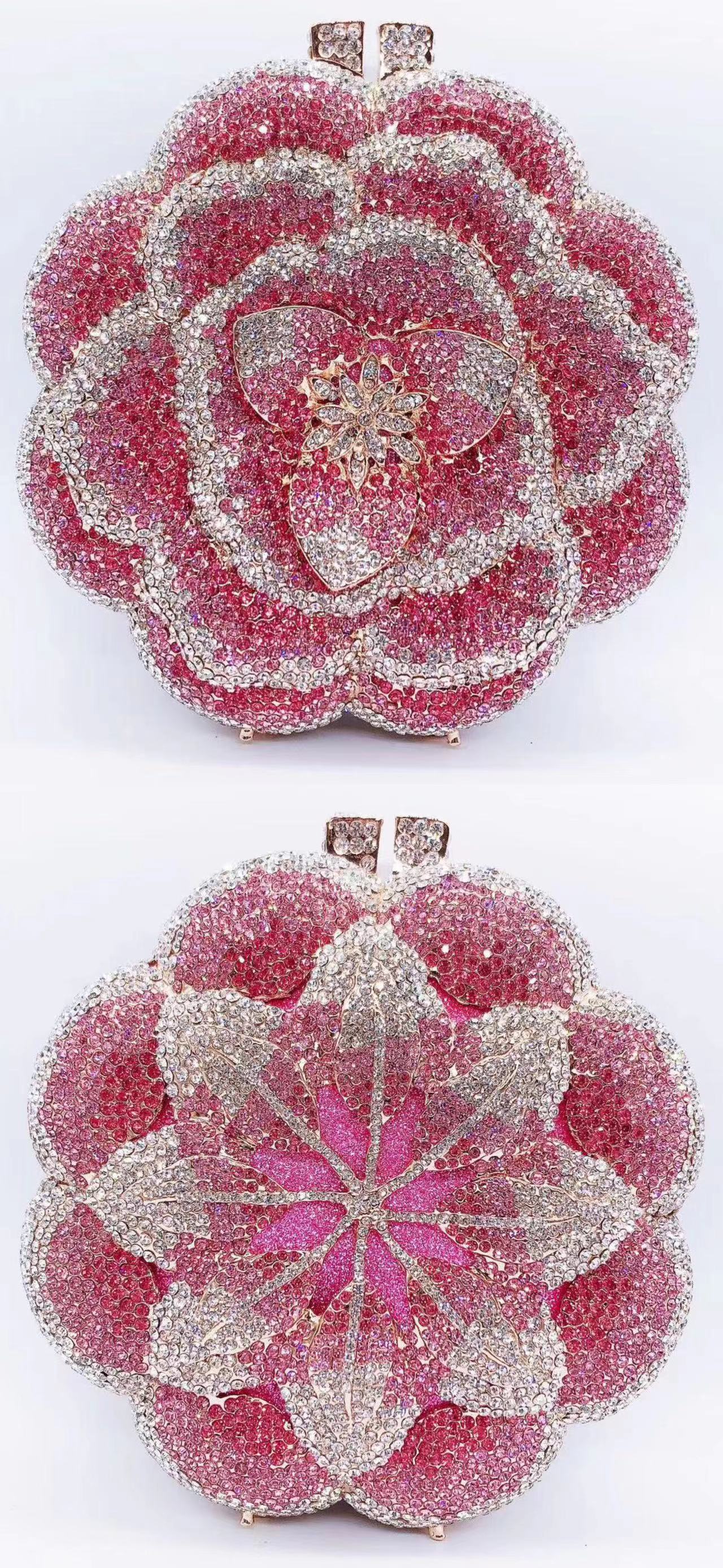 Rhinestone Clutch for Women, Floral Evening Bag