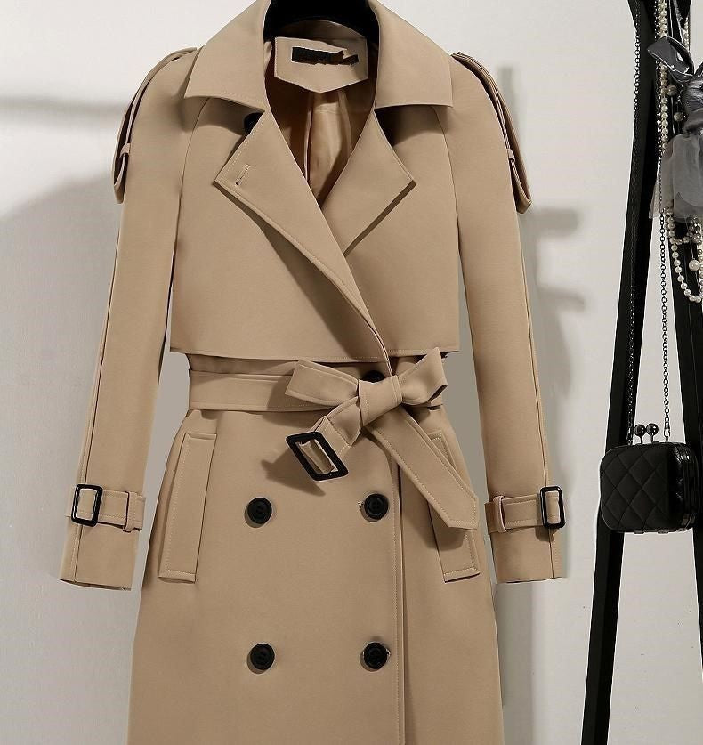 Trench coat women's mid-length spring and autumn version plus size popular British