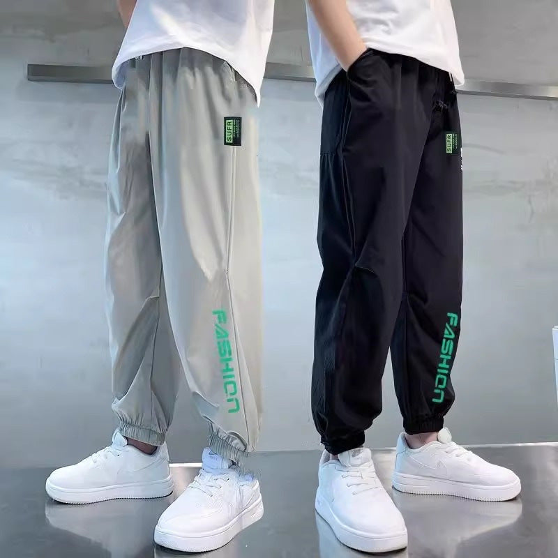 Boys Anti-Mosquito Summer Pants - Lightweight Ice Silk Sports Trousers