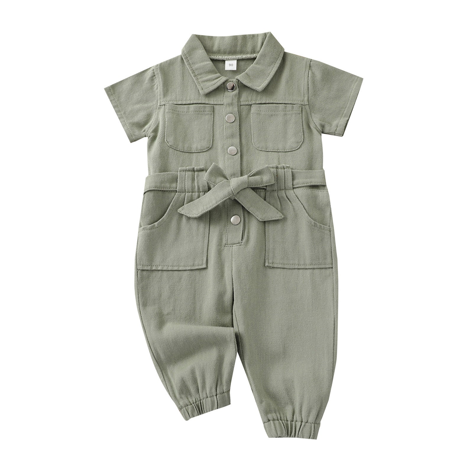 Amazon children's 4-color denim jumpsuit with belt factory price direct sales