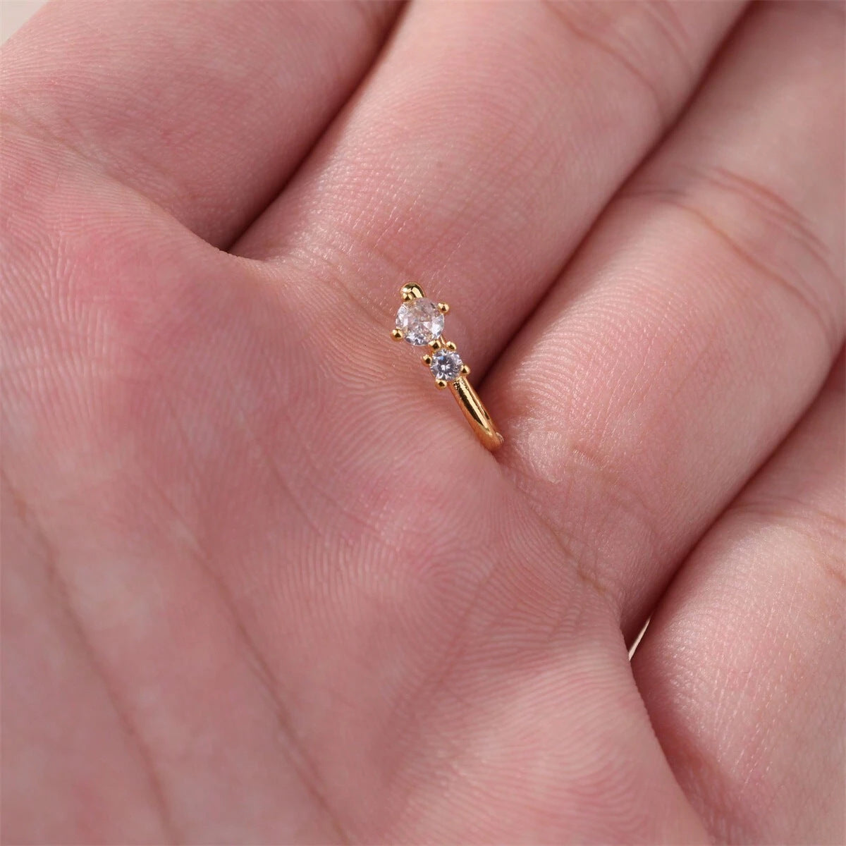 Non-Pierced Zircon Nose Clip - U-Shaped Gold Nose Stud | MTS-Glamour