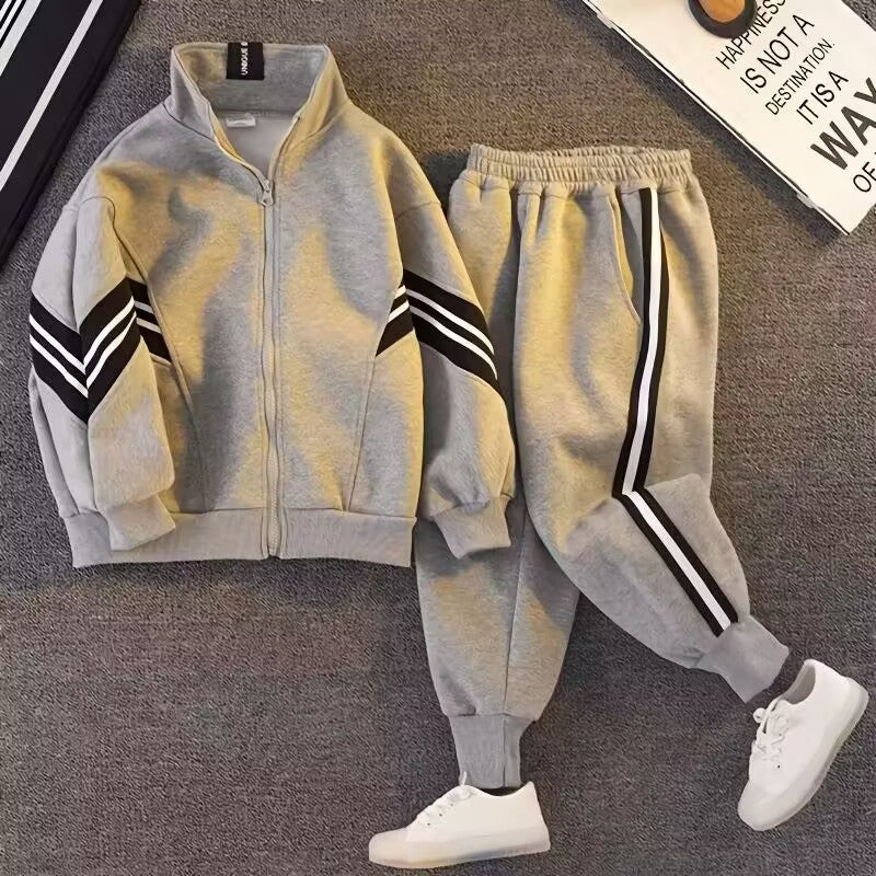 SHANE Boys Navy Blue Sweatsuit Set - Korean Style Kids Tracksuit