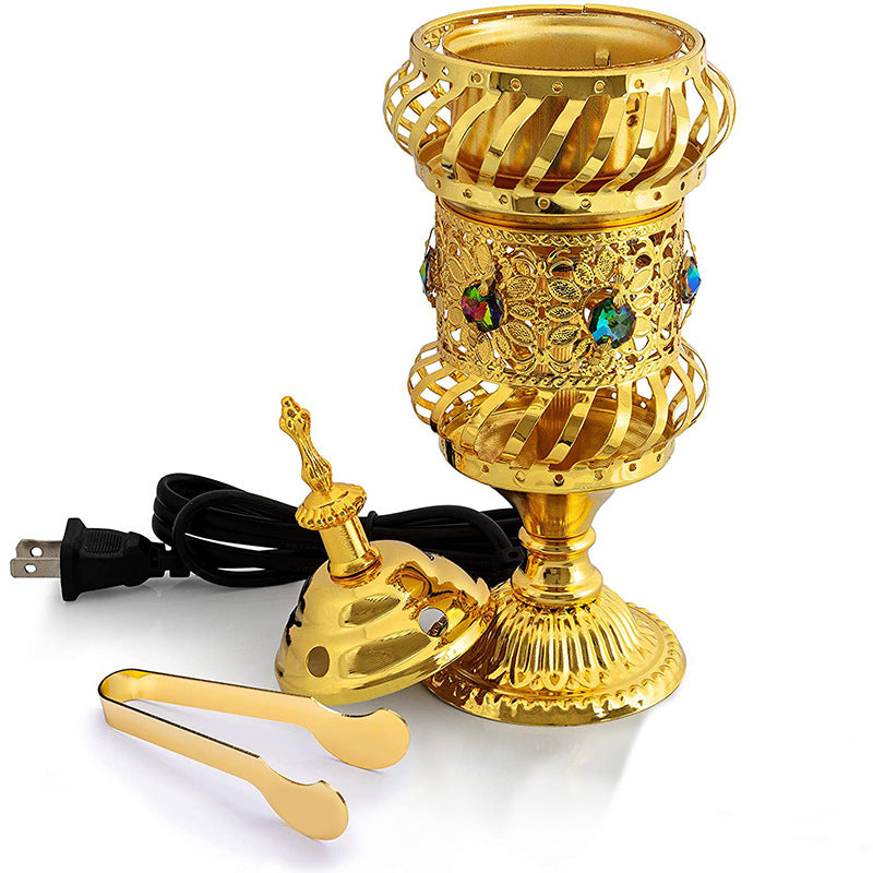 Luxury Gold Arabic Electric Incense Burner - Traditional Middle Eastern Bakhoor Burner
