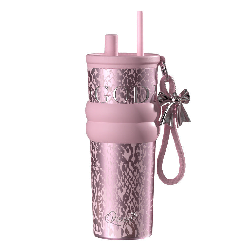 Premium 710ML Ceramic Lined Stainless Steel Tumbler with Straw - MTS-Glamour
