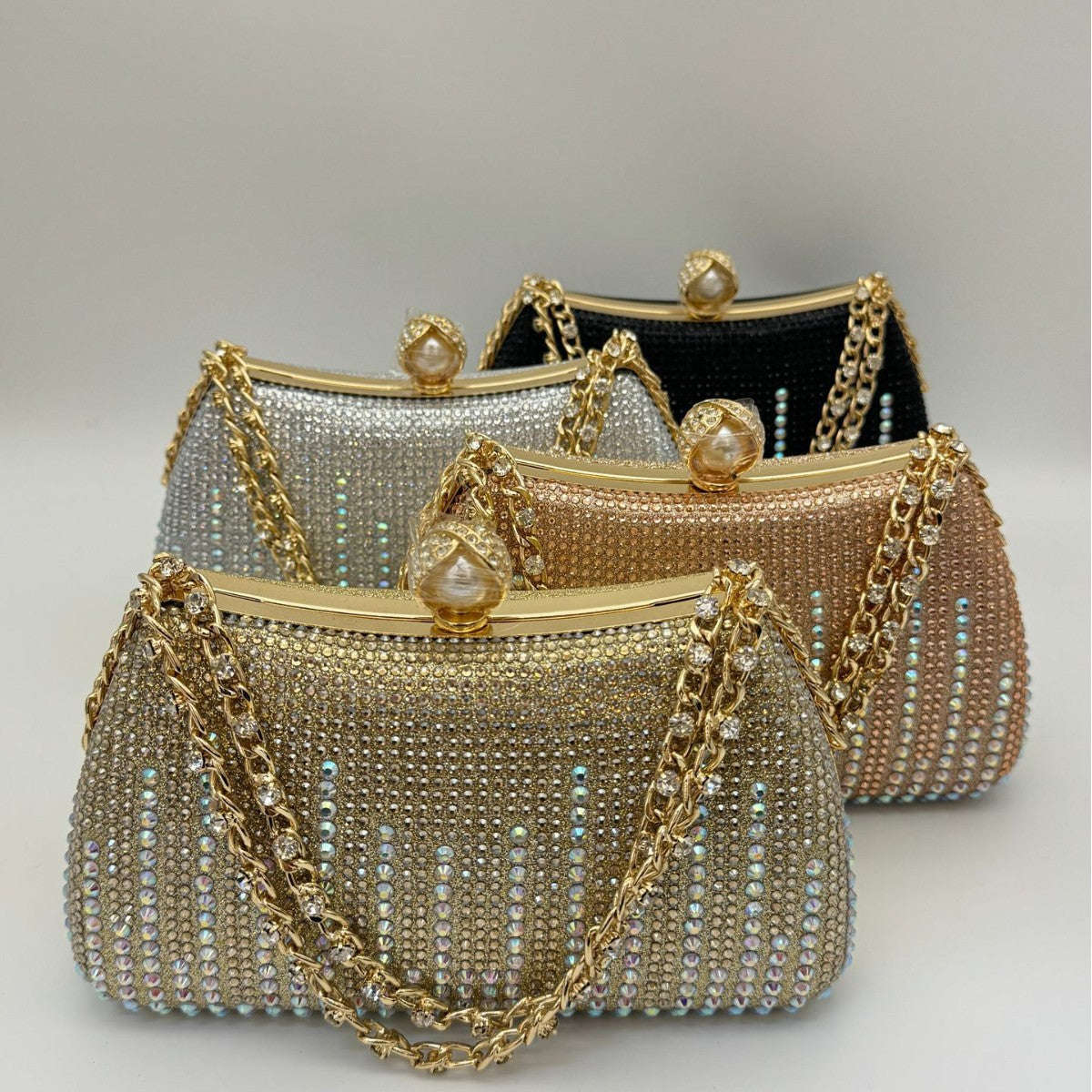 Luxury Crystal Evening Clutch - Rhinestone Chain Handbag for Special Occasions