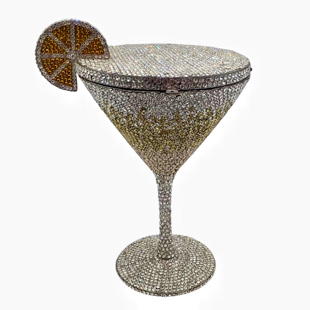Rhinestone Martini Glasses Set - Crystal Cocktail Goblets
