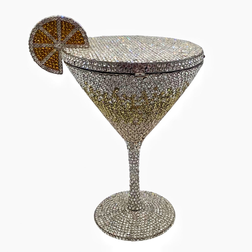 Rhinestone Martini Glasses Set - Crystal Cocktail Goblets