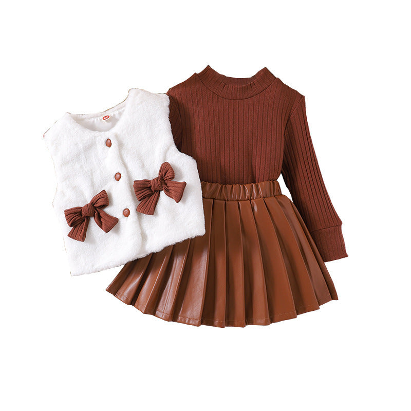 Sweater top 2-piece children's clothing strip long-sleeve