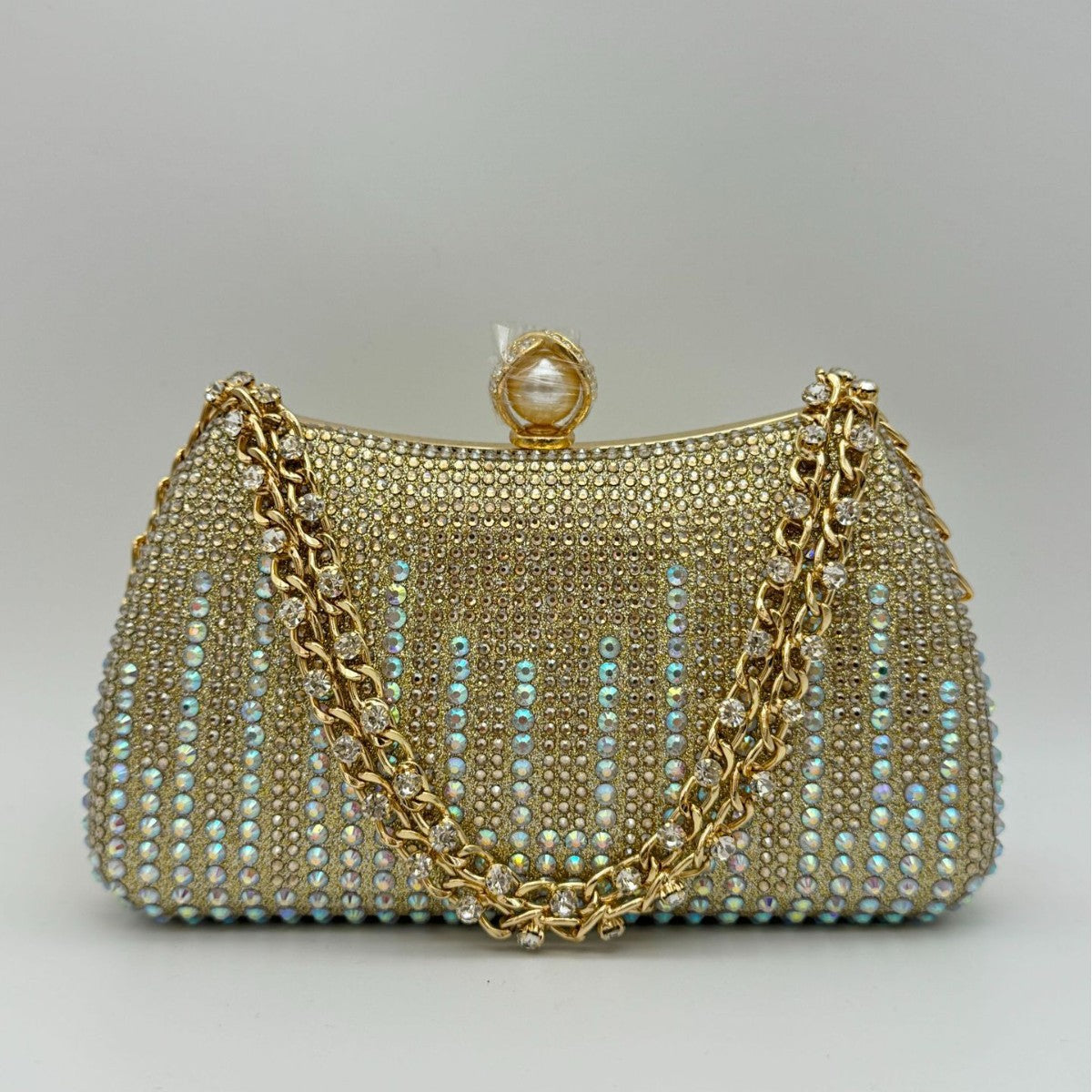 Luxury Crystal Evening Clutch - Rhinestone Chain Handbag for Special Occasions