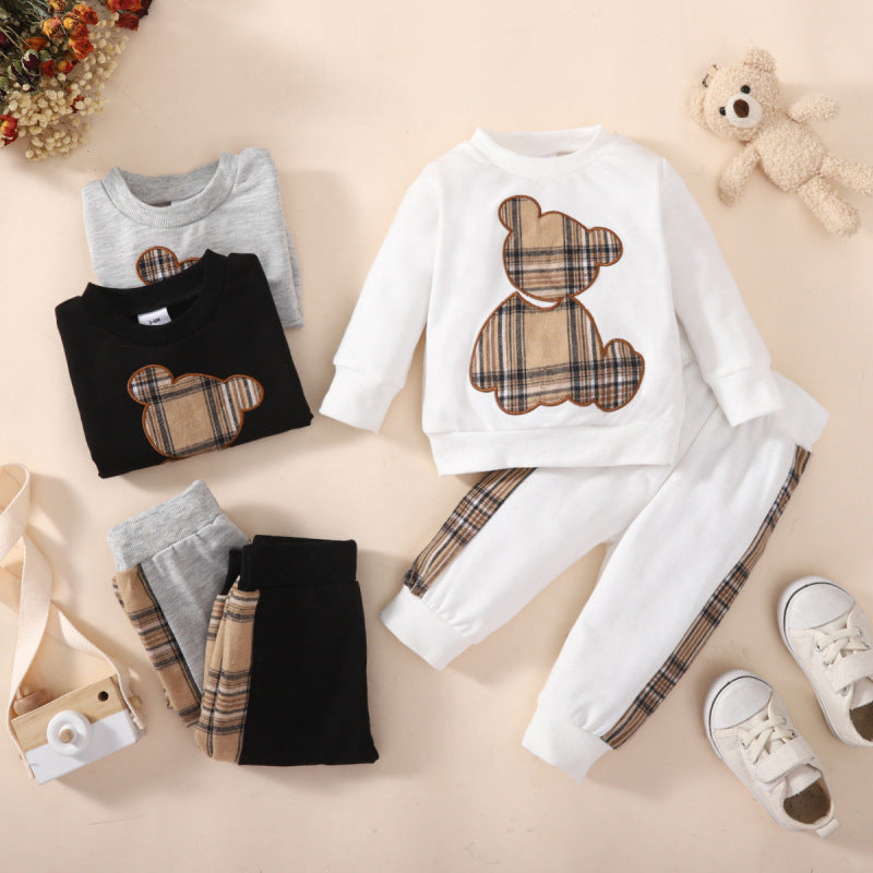Plaid Bear Toddler Outfit Set – Cozy, Stylish, and Playful