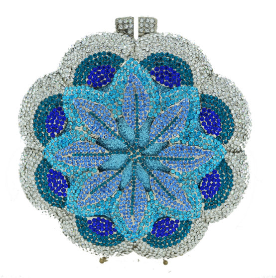 Rhinestone Clutch for Women, Floral Evening Bag