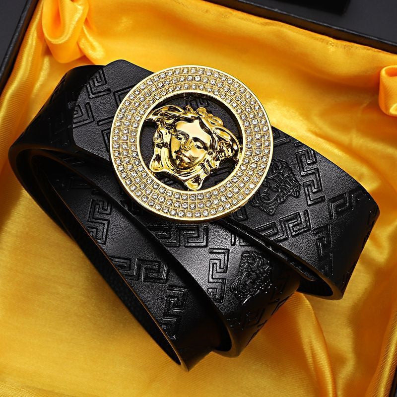 Belt genuine leather business beauty head print belt jeans belt youth belt