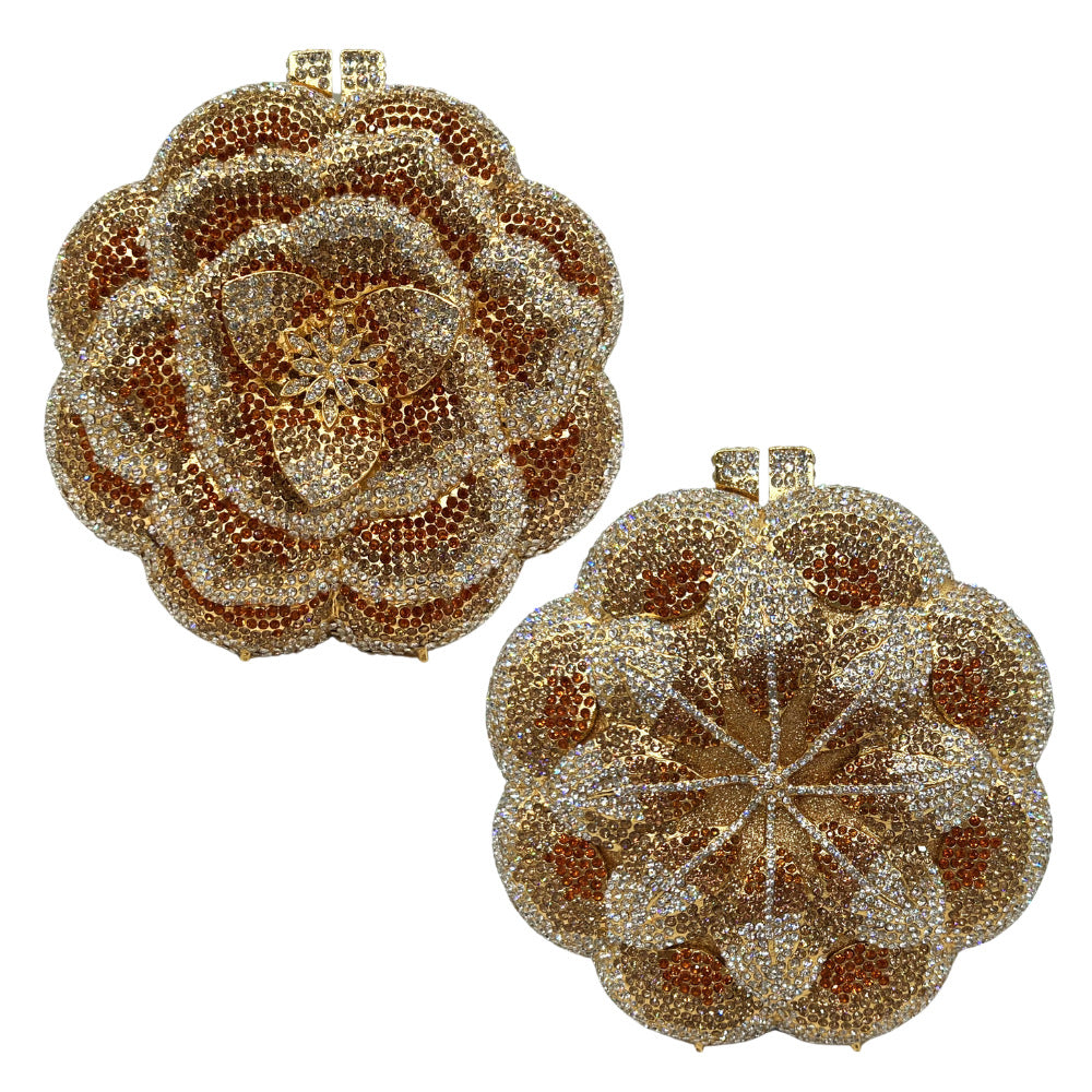 Rhinestone Clutch for Women, Floral Evening Bag