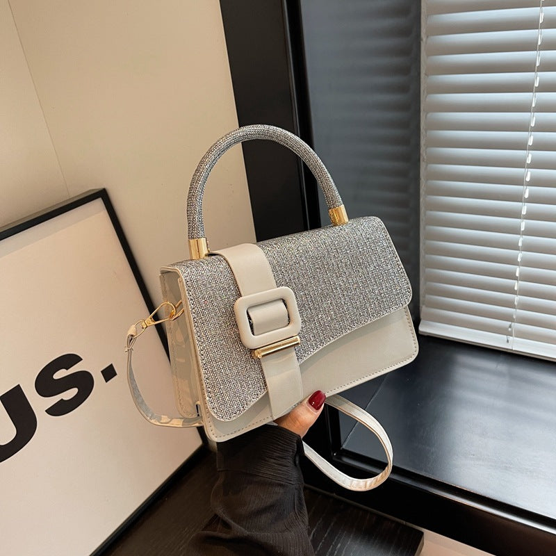 Glitter Square Handbag - Small Crossbody Shoulder Bag for Women