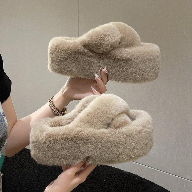 SLIPPERS FOR WOMEN TO WEAR OUTSIDE HIGH HEELS WEAR COTTON SHOES