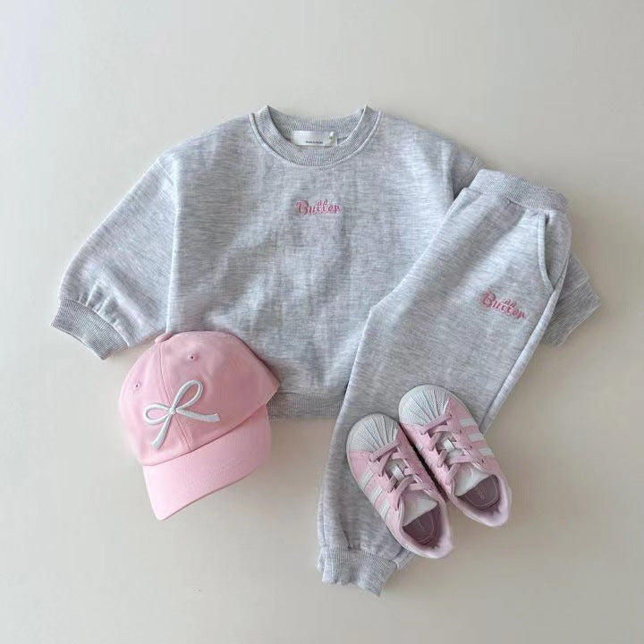 Butter Kids Sweatshirt Set - Colorful Crew Neck Sweatshirt & Pants for Boys & Girls