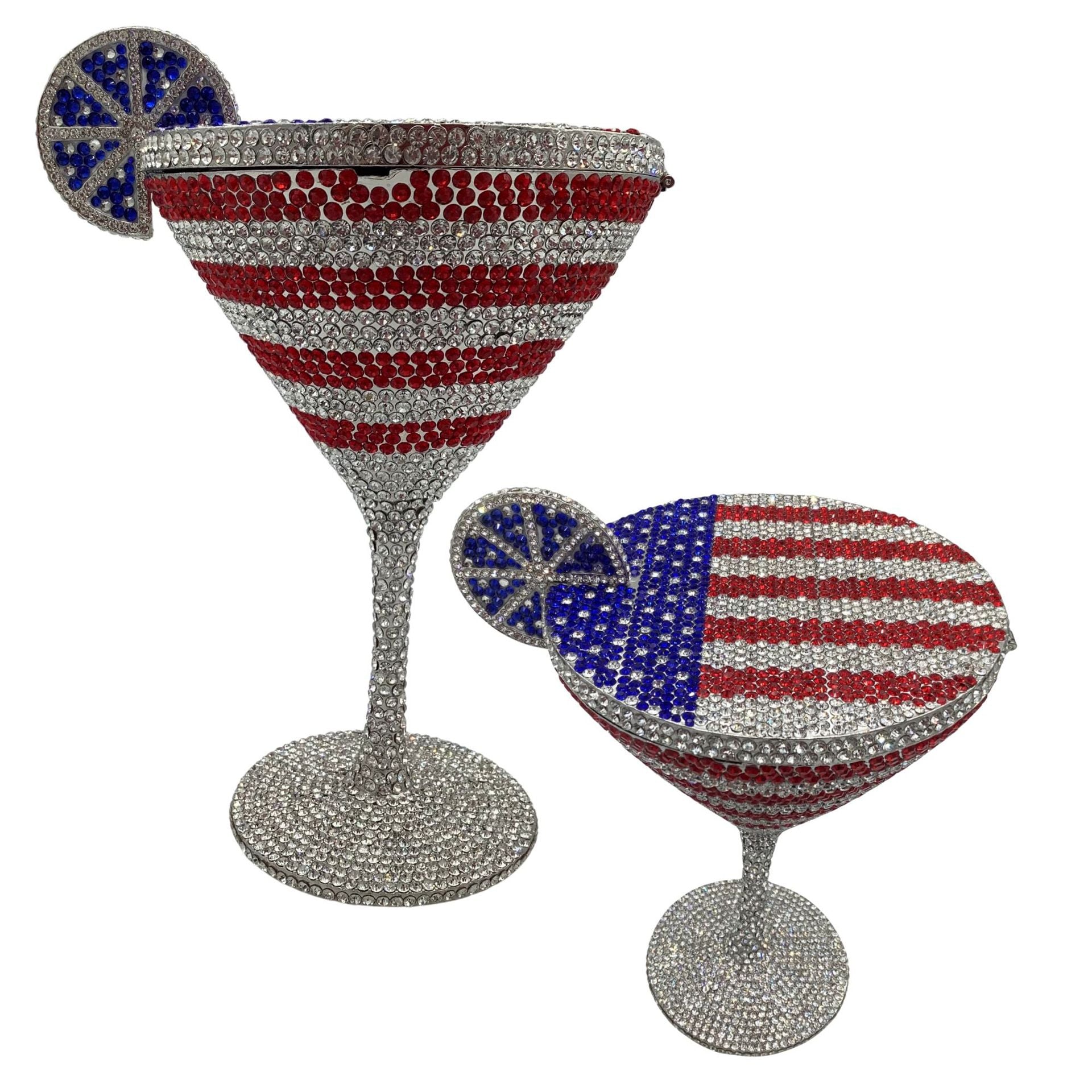 Rhinestone Martini Glasses Set - Crystal Cocktail Goblets