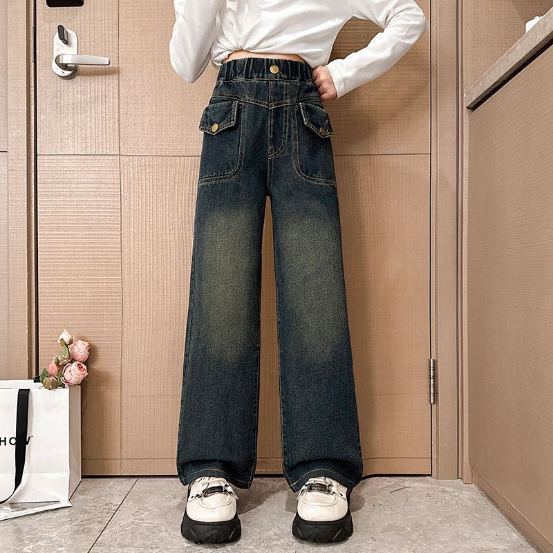 Jeans autumn new style for middle-aged and large children, girls are casual