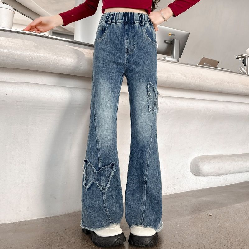 Jeans autumn new style for middle-aged and large children, girls are casual