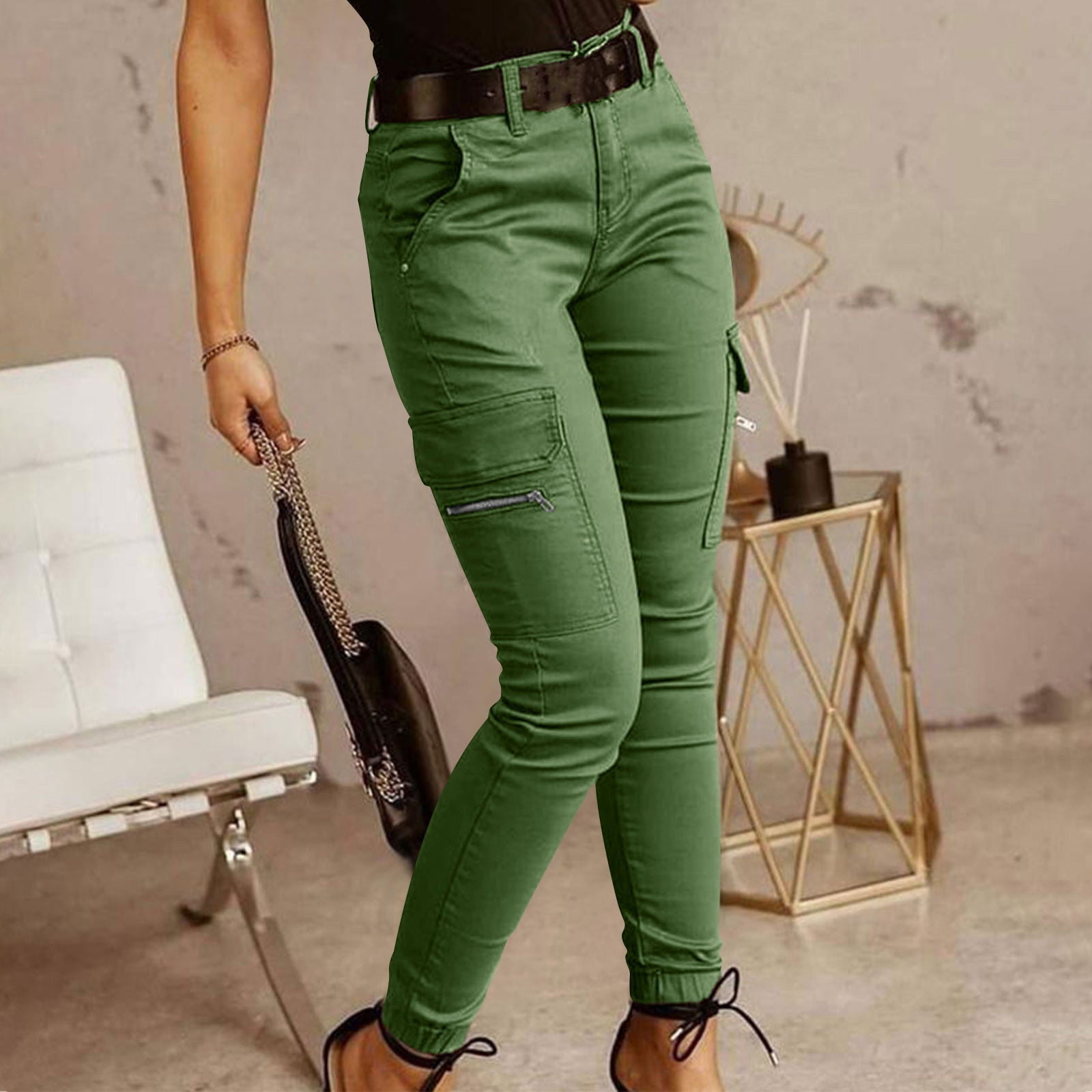 Women's  mid-rise slim cargo pants