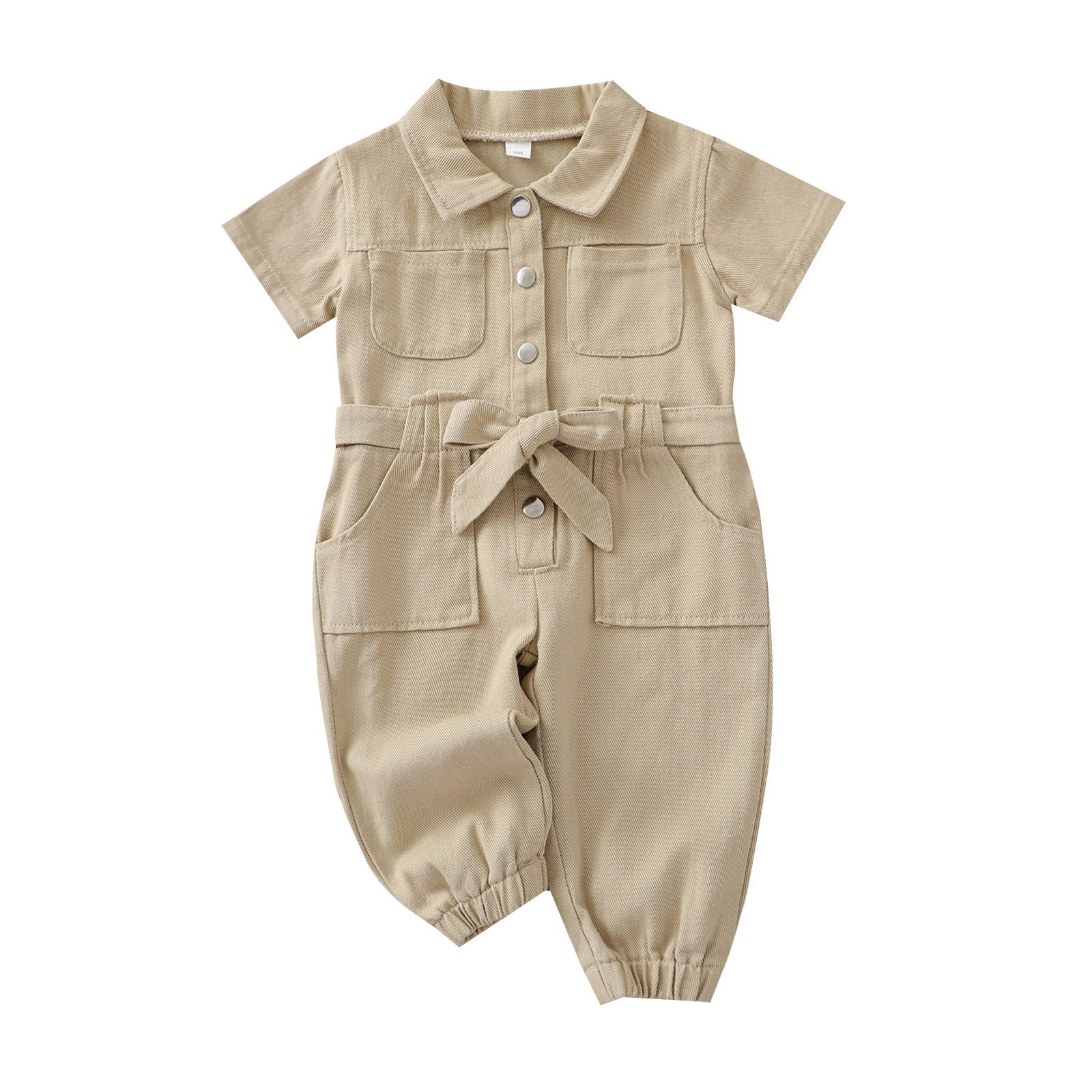 Amazon children's 4-color denim jumpsuit with belt factory price direct sales