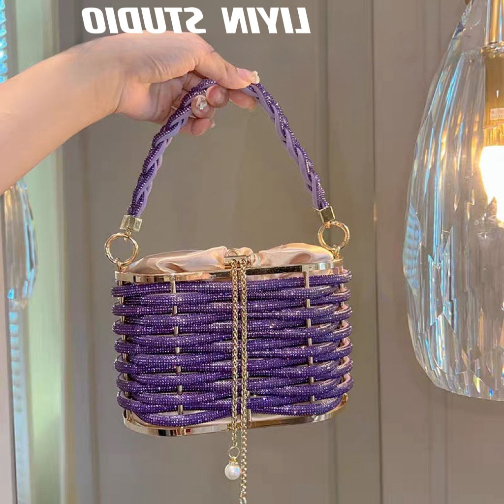 Luxury Rhinestone Handbag - Elegant Crossbody Bag with Chain Strap