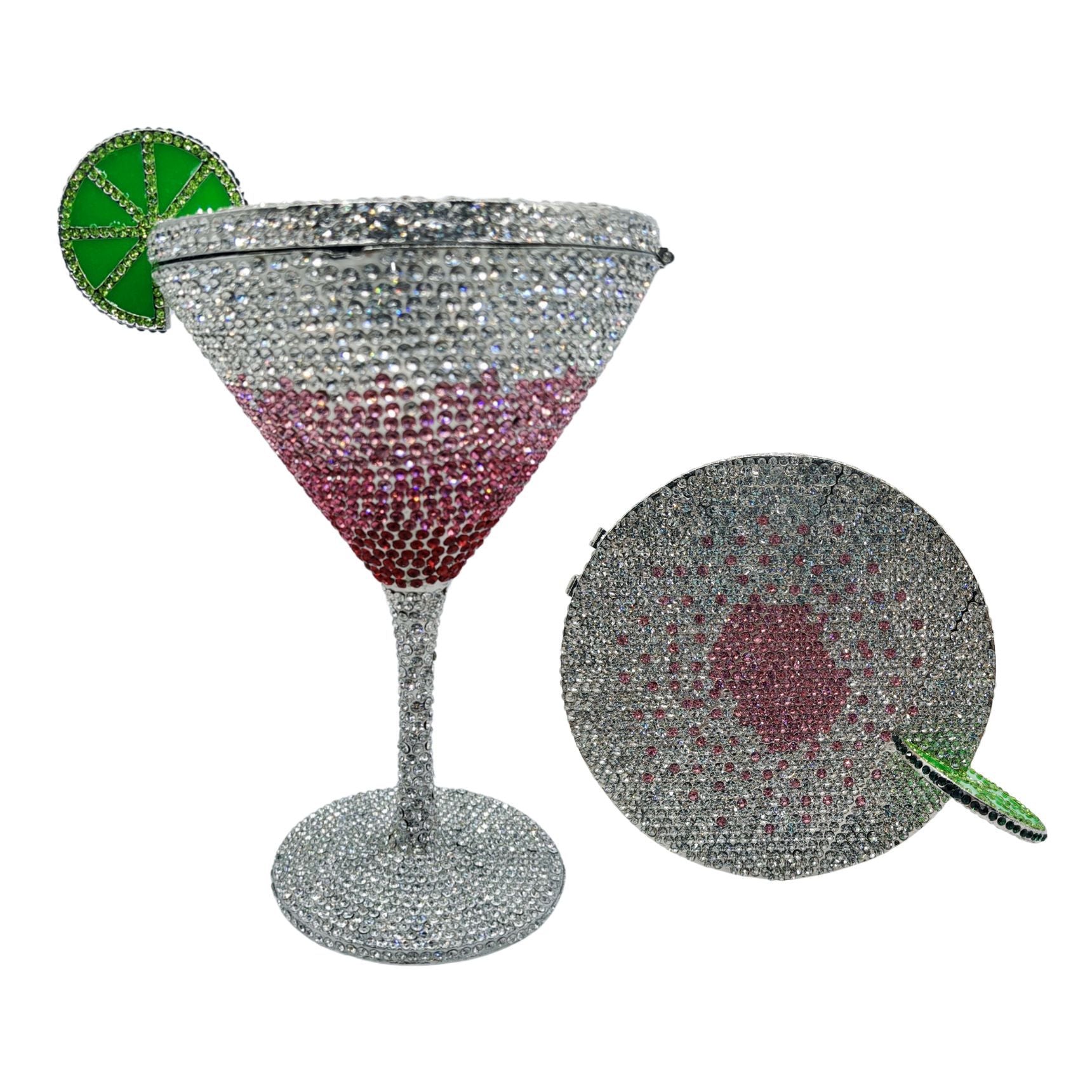 Rhinestone Martini Glasses Set - Crystal Cocktail Goblets