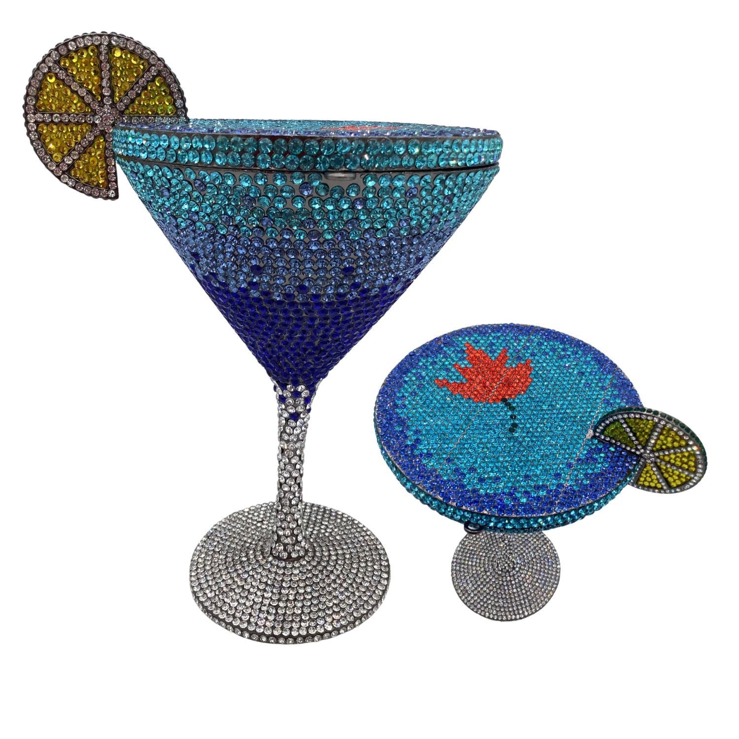 Rhinestone Martini Glasses Set - Crystal Cocktail Goblets
