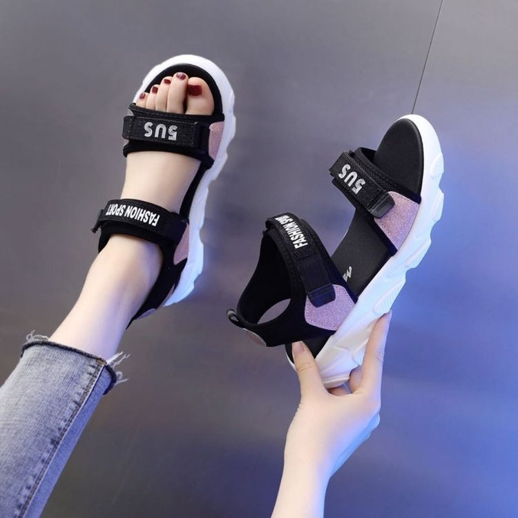 Sports sandals 2024 new women's summer Internet celebrity flat soles for students