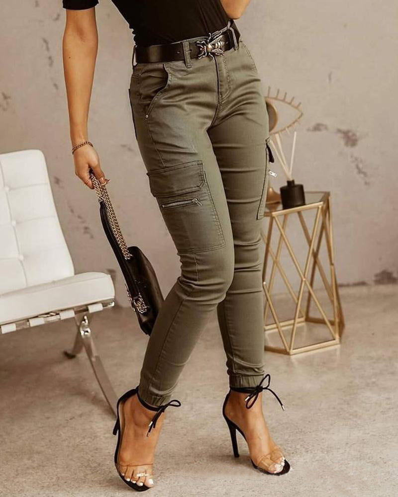 Women's  mid-rise slim cargo pants
