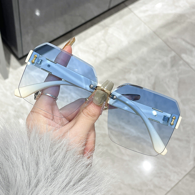 frameless cut edge women's sunglasses retro high version anti-ultraviolet sunglasses
