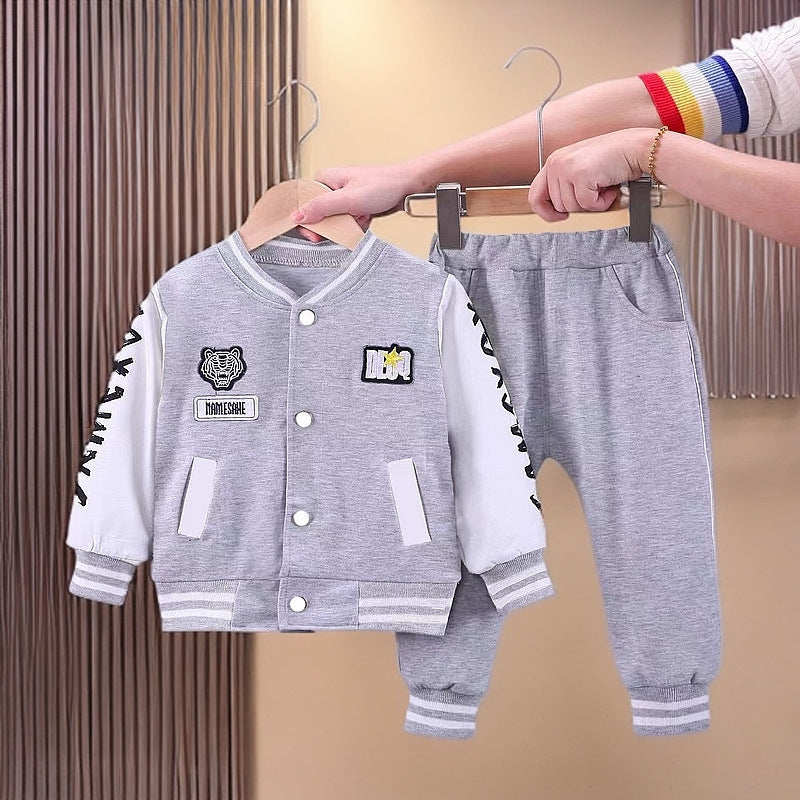 Baby Varsity Jacket Set - Black White Baseball Style Outfit for Boys 0-5 Years | MTS-Glamou